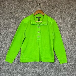 Lauren Ralph Lauren Women's Bright Green Sweater Size L Petite